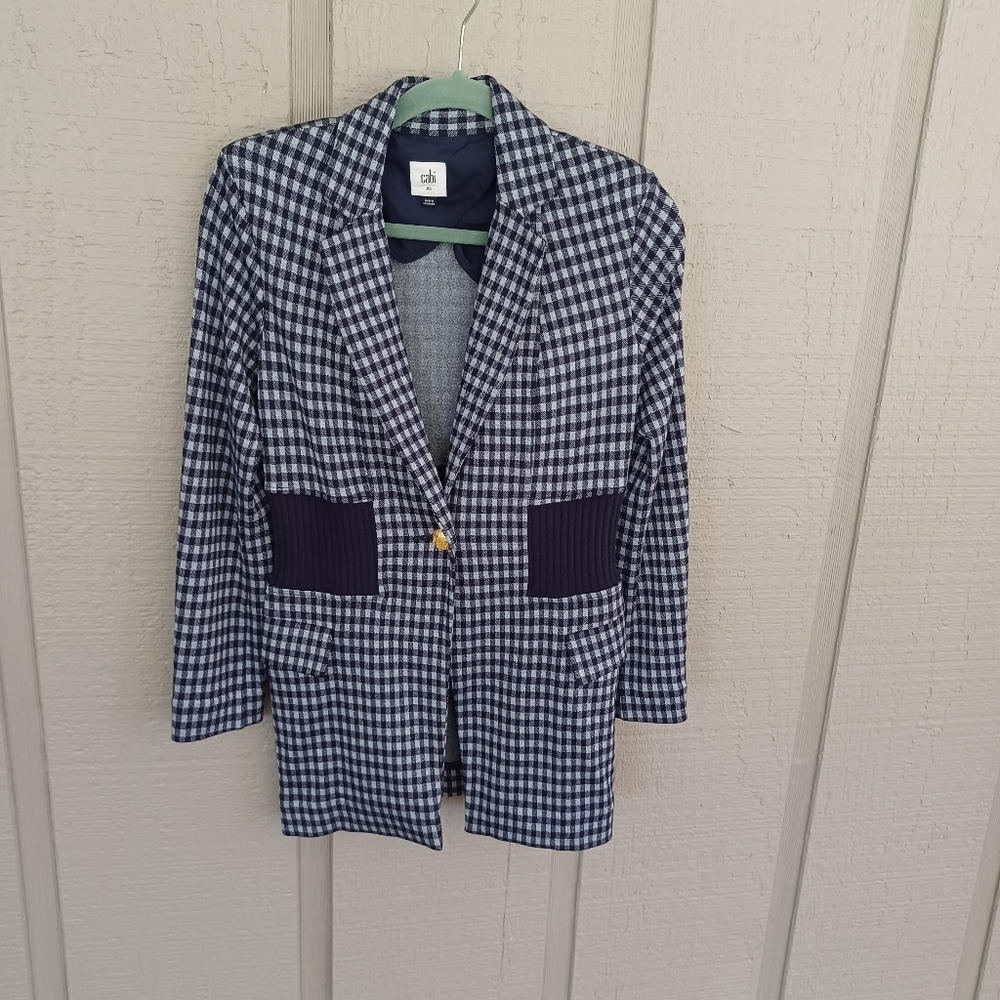 Cabi Checkup Blazer Size XS Women Long Sleeve Single Button Stretch Pockets